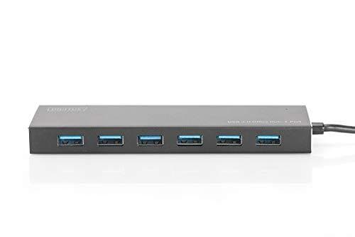 DIGITUS USB-hubb - 7 portar - Super-Speed USB 3.0 - 5 GBit/s - Plug&Play - aluminiumhölje - svart