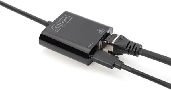 Digitus USB-C, RJ45-sovitin [1x USB-C-pistoke - 1x RJ45-liitäntä, USB-C-liitäntä] DN-3027 Sis. RJ45-liitäntä, latausliitännällä, USB-liitännällä