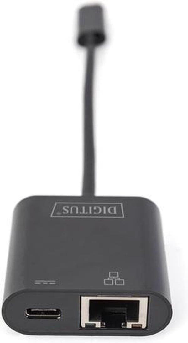 Digitus USB-C, RJ45-sovitin [1x USB-C-pistoke - 1x RJ45-liitäntä, USB-C-liitäntä] DN-3027 Sis. RJ45-liitäntä, latausliitännällä, USB-liitännällä