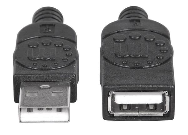 Manhattan Hi-Speed - USB-förlängningskabel - USB (M) till USB (W) - USB 2.0 - 300 V - 0.5 A - 1 m - gjuten - svart