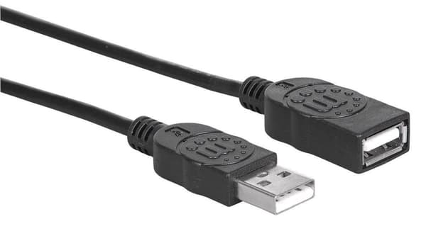 Manhattan Hi-Speed  - USB-förlängningskabel - USB (M) till USB (W) - USB 2.0 - 300 V - 0.5 A - 1 m - gjuten - svart