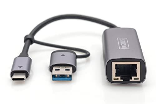 DIGITUS DN-3028 - Nätverksadapter - USB-C / USB-A - 2,5GBase-T - Grå