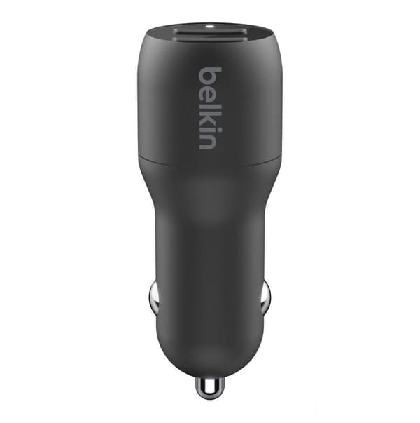 Belkin Dual USB Biloplader 24W + 1m USB-C Kabel - Sort
