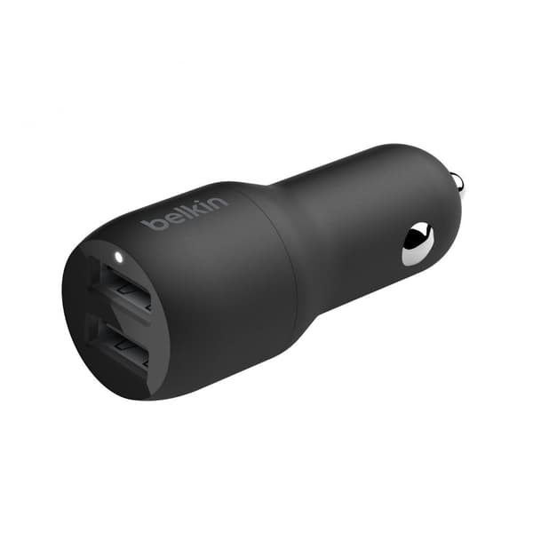 Belkin Dual USB Biloplader 24W + 1m USB-C Kabel - Sort