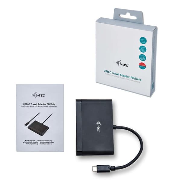 I-TEC USB-C HDMI och USB-adapter med strömförsörjning, 1xHDMI 4K, 2xUSB 3.0-port, 1xUSB-C Power Delivery/Dataport kompatibel med TB 3 (C31DTPDHDMI)