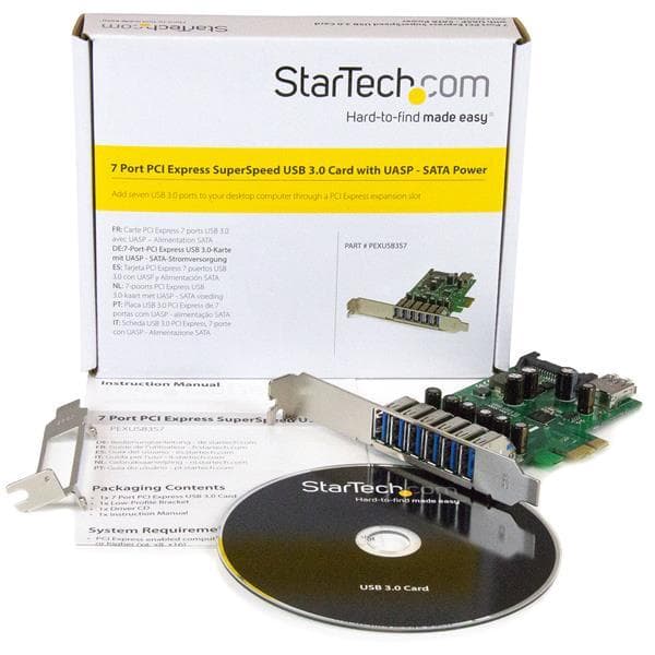StarTech.com 7-porttinen PCI Express USB 3.0 -kortti - PCIe USB 3.0 (Super Speed) -liitäntäkortti/ohjain 6 x ulkoinen ja 1 x sisäinen