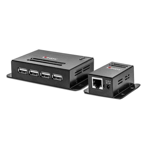 Lindy USB 2.0 Cat.5 Extender 50 m, virta RJ45:n kautta, 4 porttia (42681)