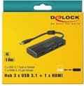 Miniatyrbillede 3 af 7: DeLOCK Premium USB-C til HDMI og 3x USB-A adapter med DP Alt Mode (4K 30 Hz) / sort - 0,15 meter