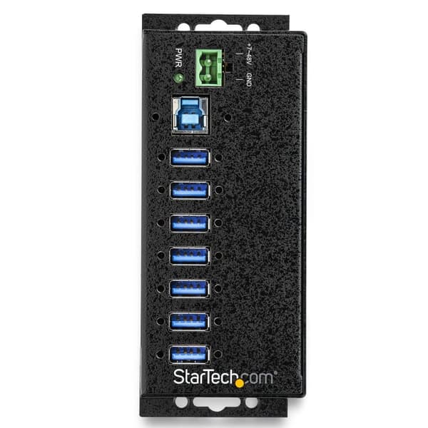 StarTech HB30A7AME USB 3.0 Hub (7-ports, Din-Rail, industriel brug, ekstern strømforsyning, overspændingsbeskyttelse, ESD, 350 W, 15 kV) - Hub - 7 x U