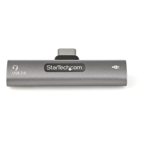 StarTech USB C-lyd- og opladningsadapter, USB-C-lydadapter med USB-C-lydhovedtelefon-/headset-port og 60W USB Type-C strømforsynings-gennemgangsoplade