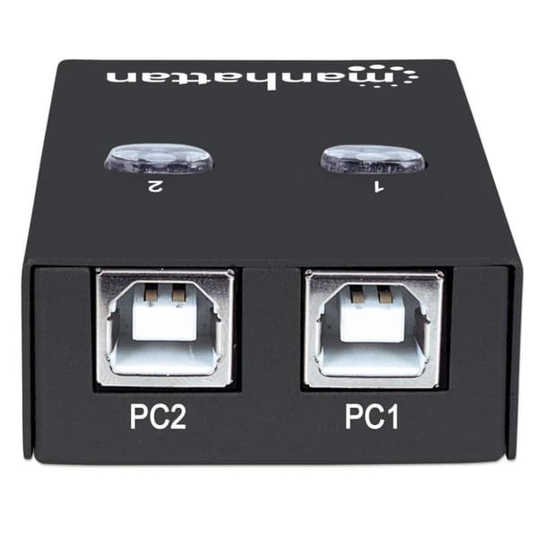 Manhattan 2-Port USB 2.0 Switcher (För att dela en USB-enhet, växla via kortkommando) & AmazonBasics - USB-kabel, USB A hane till USB B hane, USB 2.0,