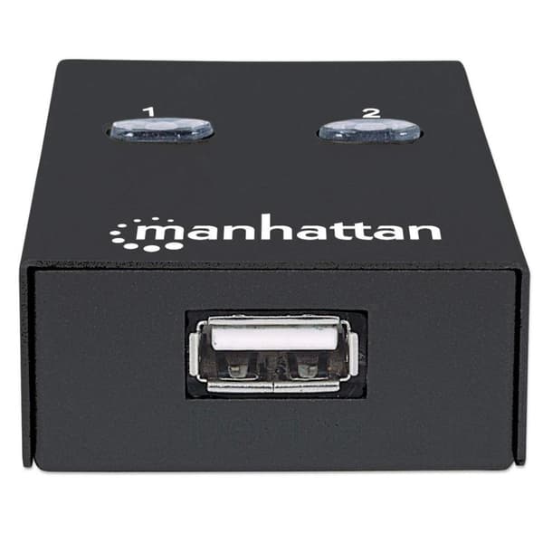 Manhattan 2-Port USB 2.0 Switcher (För att dela en USB-enhet, växla via kortkommando) & AmazonBasics - USB-kabel, USB A hane till USB B hane, USB 2.0,