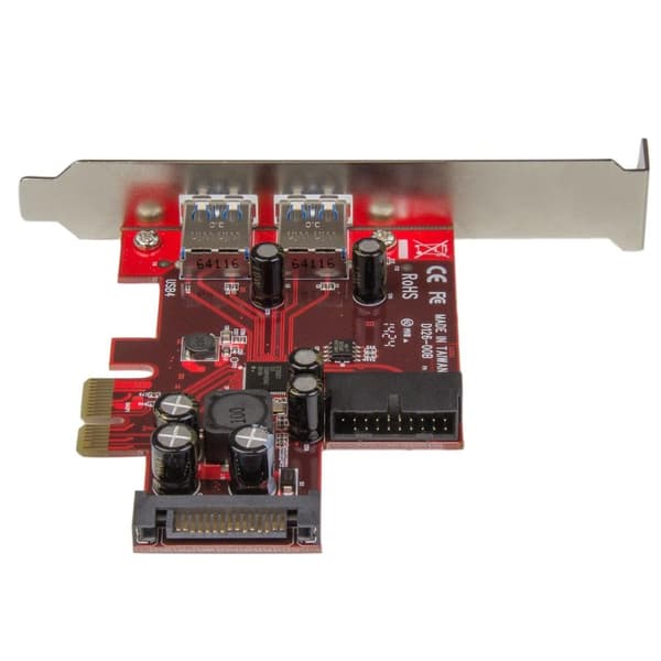 StarTech.com 4-portars USB3.0 PCI Express-kort - 2 externa och 2 interna med SATA-ström - USB-adapter - PCI Express 2.0 x1 Low Profile - USB3.0 x 4 (P