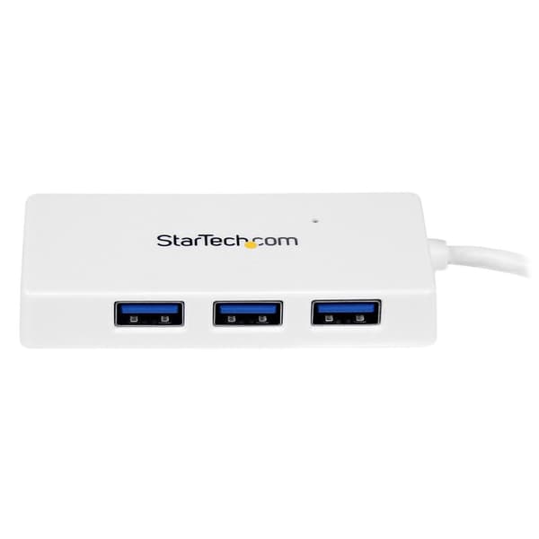 Bærbar 4 Port Mini USB 3.0 Hub - Hvid