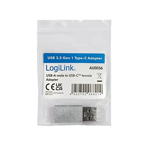 Logilink - USB-adapter - USB (M) til USB-C (W) - USB 3.2 Gen 1 - 5 V - 3 A - 3,4 cm - sølv (AU0056)