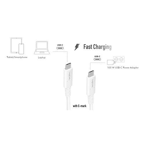 LogiLink data- och laddningskabel, USB-C - USB-C-kontakt, vit 0,8 m, anslutning: USB-C-kontakt - USB-C-kontakt, USB-IF - 1 st (CU0180)