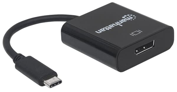 Manhattan 152020 DisplayPort / USB-adapter [1x USB 3.2 Gen 2-stik C (USB 3.1) - 1x DisplayPort-stik] Sort Farvekodning, Fleksibel, Folieafskærmning, U