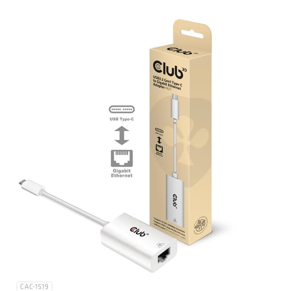 Club 3D CAC-1519 - Nätverksadapter - USB-C 3.2 Gen 1 - Gigabit Ethernet
