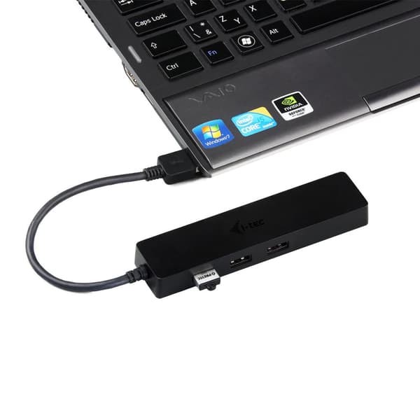 i-tec USB 3.0 Slim HUB 3-portar + Gigabit Ethernet-adapter, USB 3.0 till RJ-45, 10/100/1000 Mbps, 3x USB 3.0-port, för Notebook Ultrabook Tablet PC, W