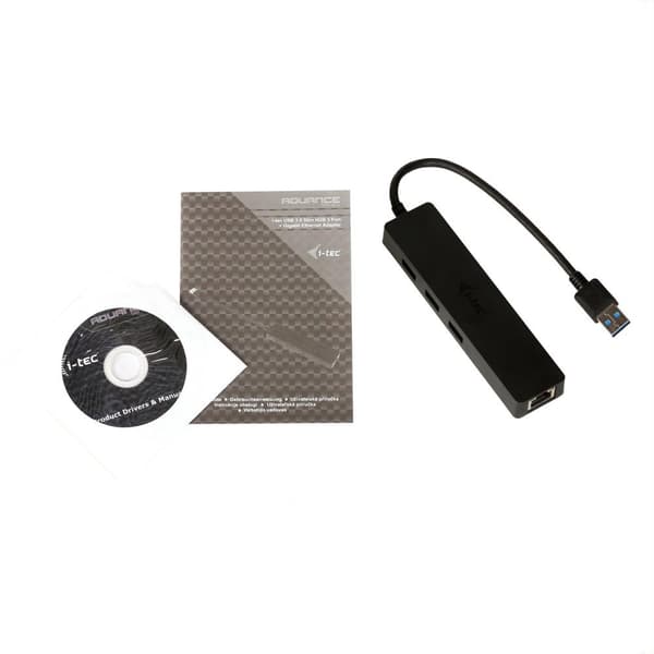 i-tec USB 3.0 Slim HUB 3-portar + Gigabit Ethernet-adapter, USB 3.0 till RJ-45, 10/100/1000 Mbps, 3x USB 3.0-port, för Notebook Ultrabook Tablet PC, W