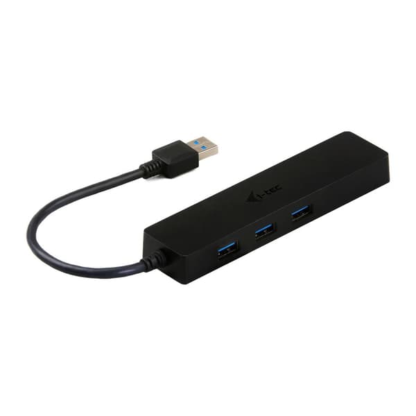 i-tec USB 3.0 Slim HUB 3-portar + Gigabit Ethernet-adapter, USB 3.0 till RJ-45, 10/100/1000 Mbps, 3x USB 3.0-port, för Notebook Ultrabook Tablet PC, W