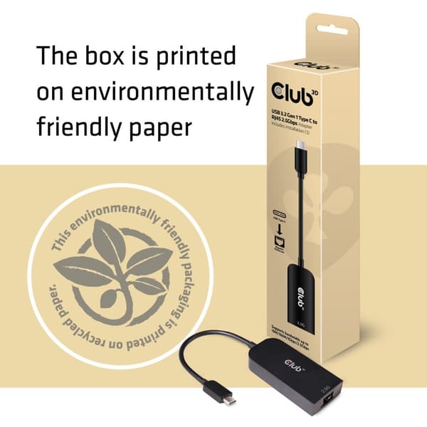 CLUB3D USB 3.2 Gen1 Typ C till RJ45 2,5 Gbps-adapter