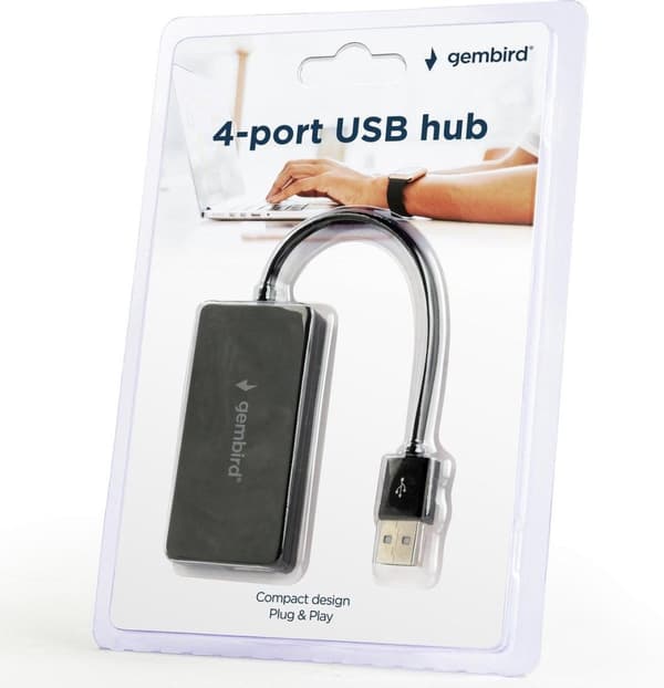 Gembird UHB-U2P4-04 gränssnittshub USB 2.0 480 Mbit/s Svart