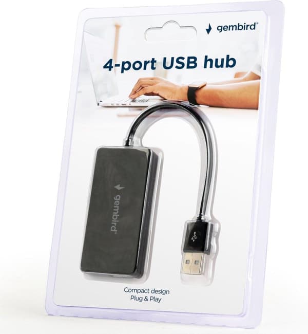 Gembird UHB-U2P4-04 gränssnittshub USB 2.0 480 Mbit/s Svart