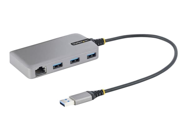 StarTech.com 3-Port USB Hub with Ethernet, 3x USB-A Ports, Gigabit Ethernet RJ45, USB 3.0 5Gbps, Bus-Powered, USB Hub w/ GbE and 1ft/30cm Long Cable,