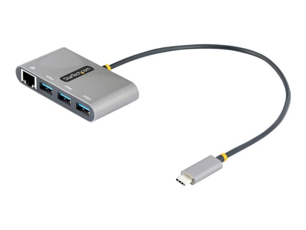 StarTech.com 3-Port USB-C Hub with Ethernet, 3x USB-A Ports, Gigabit Ethernet, USB 3.0 5Gbps, Bus-Powered, USB Type-C Hub w/ GbE and 1ft/30cm Long Ca