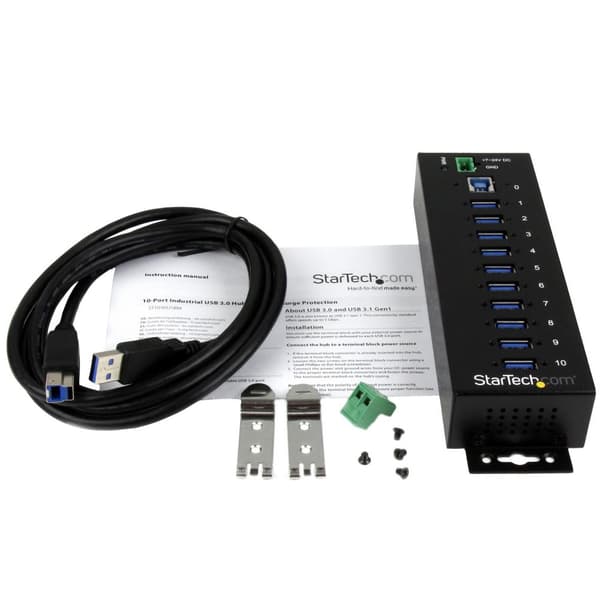 StarTech 10 Port Industrial USB 3.0 Hub - ESD og overspændingsbeskyttelse
