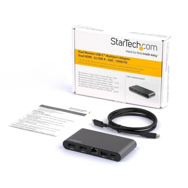 StarTech.com Dual Monitor USB-C 5-i-1 multiportadapter 2 x 4K HDMI 100W PD 3.0