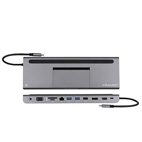 KRAMER KDOCK-4 USB-C HUB multiportadapter 2 USB 3.0, 1 USB 2.0, 1 ETHERNET, SD, OBALANSERAD STEREOUTGÅNG:4K@30 HDMI,4K@30 DP,VGA (91-00015999)