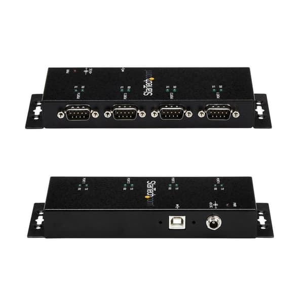StarTech 4-ports USB til DB9 RS232 seriel adapterhub – Industriel DIN-skinne og vægmontering