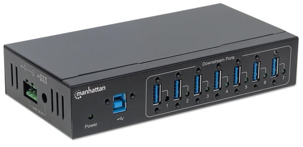 Manhattan 7-porttinen teollinen USB 3.0 -keskitin - Keskitin - 7x SuperSpeed USB 3.0 - pöytäkone