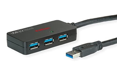ROLINE USB 3.2 Gen 1 4-ports hubb med repeater, svart, 10 m (12.04.1098)