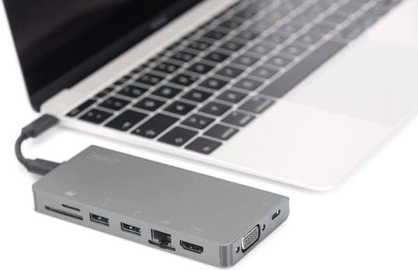Digitus DA-70877 Notebook Dock & Port Replicator Kabelansluten USB 3.2 Gen 1 (3.1 Gen 1) Typ-C Grå