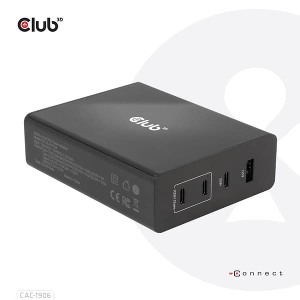 Club 3D CAC-1906 - Virtalähde - AC 100-240V - 132 Watt - Lähtöliittimet: 4