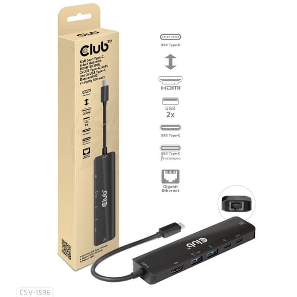 Club 3D - Dockingstation - USB-C 3.1 Gen 1 - HDMI - GigE