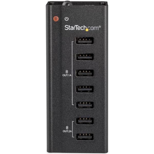 StarTech.com ST7C51224EU USB-laddningsvagga (7 portar, 5x 1A-portar & 2x 2A-portar, fristående, USB-laddningsremsa för flera enheter) - Laddningsremso
