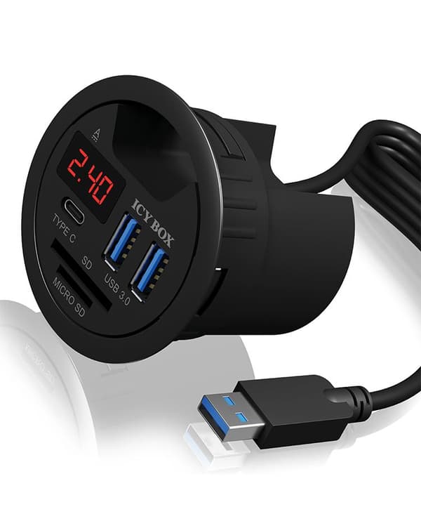 Icy Box IB-HUB1404 Kortlæser Combo Usb Hub Usb 3.0 Sort