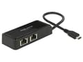 Miniatyrbillede 2 af 3: DeLock Adapter USB-C 3.1 Gen 1 > 2 x Gigabit LAN 10/100/1000 Mb/s - Netværksadapter - USB 3.1 Gen 1 - Gigabit Ethernet x 2 - Sort (63927)
