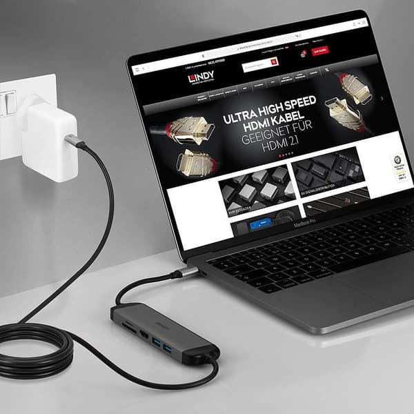 LINDY USB 3.2 Type C Laptop Micro Dock med 1,4 m USB PD-opladningskabel - Dockingstation - USB-C 3.2 - HDMI