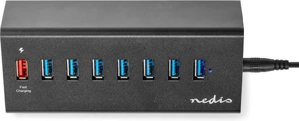 Nedis USB Hub | 8 Havne Havn(e) | QC3.0 / USB 3.2 Gen1 | Strømforsyning / USB-drevet | 5 Gbps | 8x USB