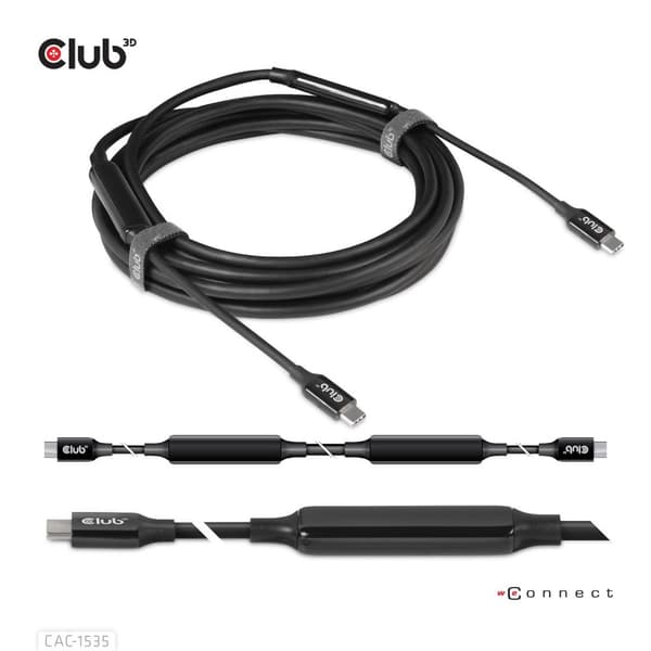 Club 3D CAC-1535 USB 3.2 GEN 2 Type-C–C aktiivinen kaksisuuntainen kaapeli 8K60HZ Data 10GBPS ja PD