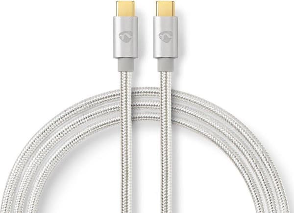 USB-kabel | USB 3.2 Gen 1 | USB-C™ hane | USB-C™ hane | 5 Gbps | guldpläterad | 2,00 m | Runda | Stickad / Nylon | Aluminium | Täckfönsterlåda
