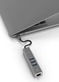 Miniatyrbild 2 av 5: TERRATEC Connect C2 USB-C Gigabit Ethernet-adapter och 3-portars USB 3.0 Hub Silver Aluminium