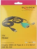 Miniatyrbild 6 av 8: DeLOCK USB-A (m) till 2x 9-stift SUB-D med skruvar (m) seriell RS232-adapter / FTDI-chip - 1,5 meter