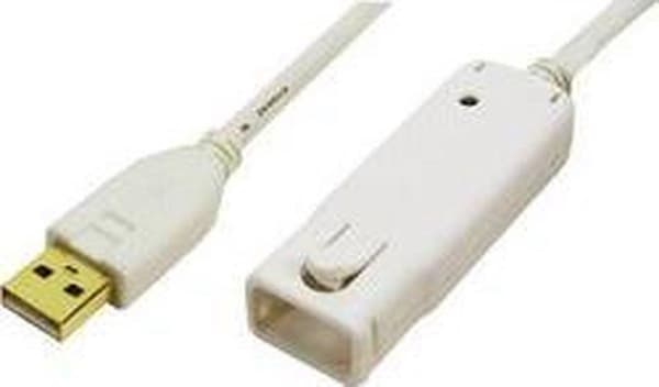 LogiLink USB 2.0 Repeater, 12 m aktiv forlænger, Hvid