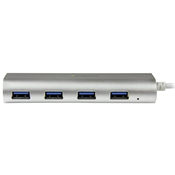 4 Portable Compact USB 3.0 Hub med integrerad kabel - aluminium